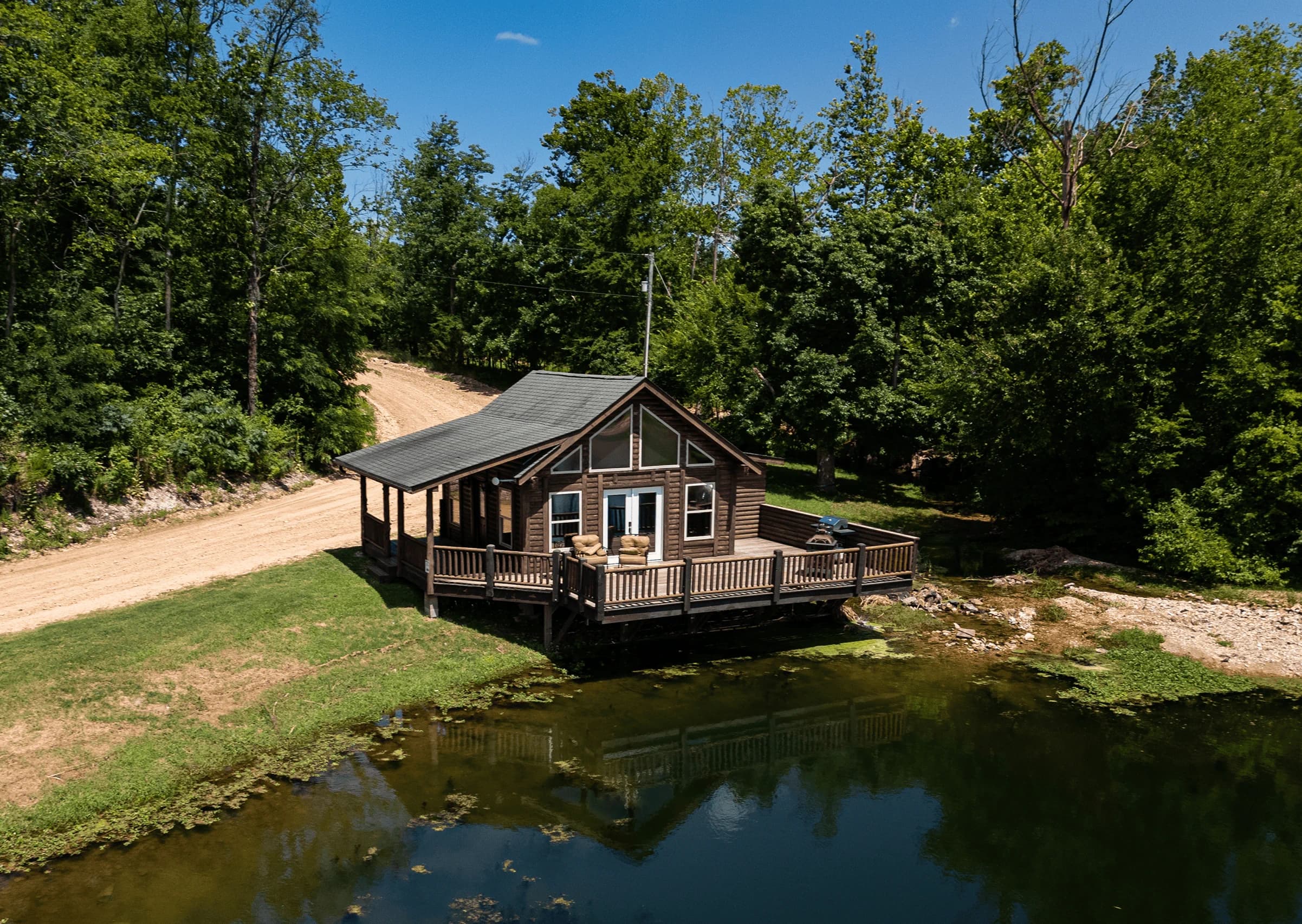 Lakehouse cabin exterior