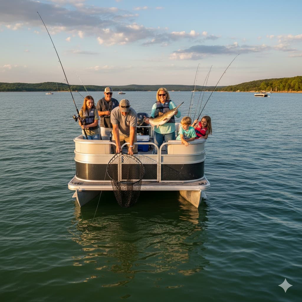 Family Fishing on Boat